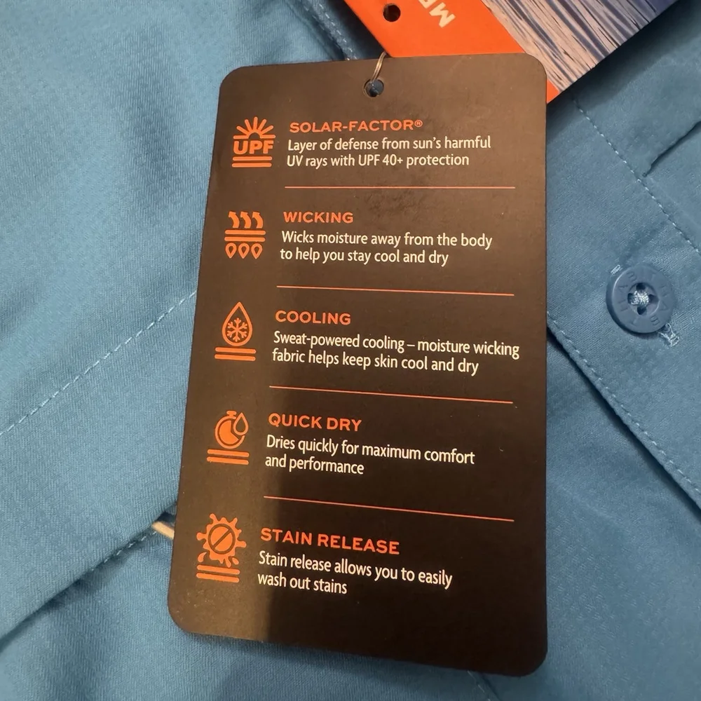 NWT Habit Mens Vented Quick Dry Shirt Size:3XL UPF 40+ Cooling Wicking Blue - Picture 6 of 11